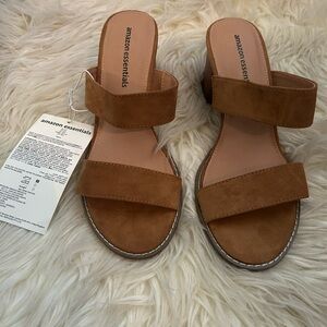 Amazon Essentials Women's Brown Double Strap Sandals